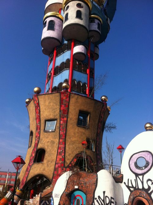 construction art hundertwasser evening mountain