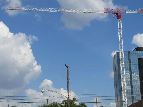 construction crane crane telephone pole