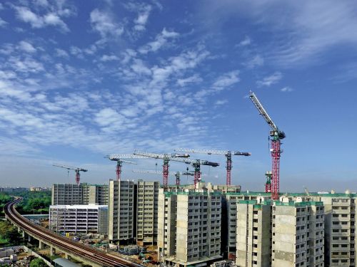 construction site crane building