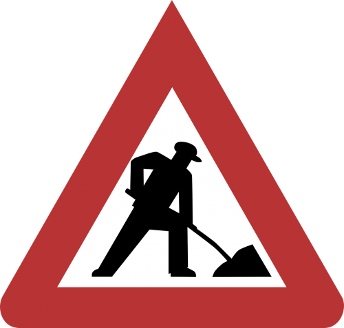 construction site warning road sign