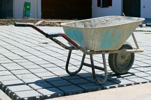 construction work wheelbarrow transport