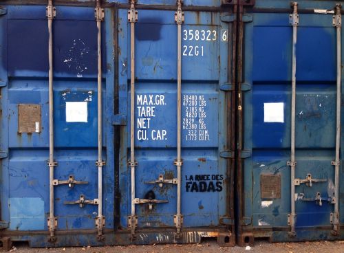 container blue container door