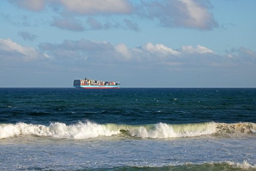 container ship on the sea  sea  ocean