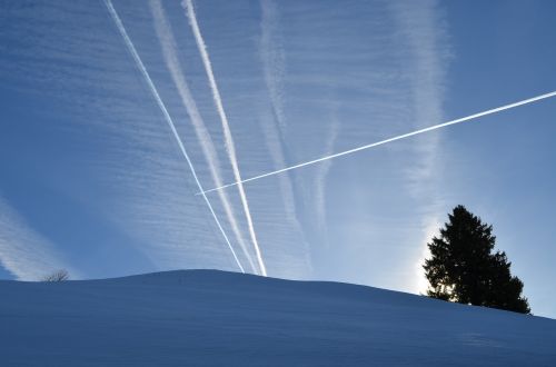 contrail winter sky