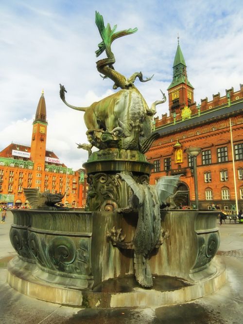 copenhagen denmark fountain dragon