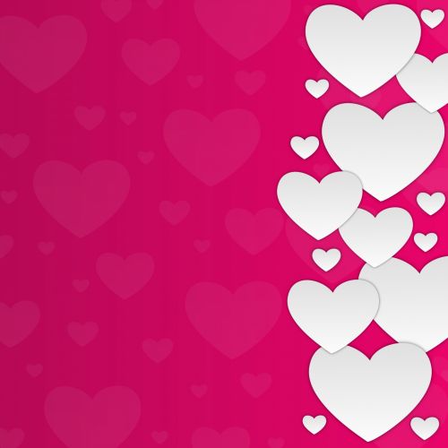 White Hearts On Pink Background