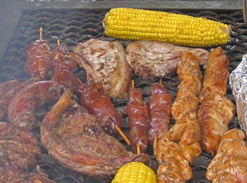 Corn And Meat On The Fire