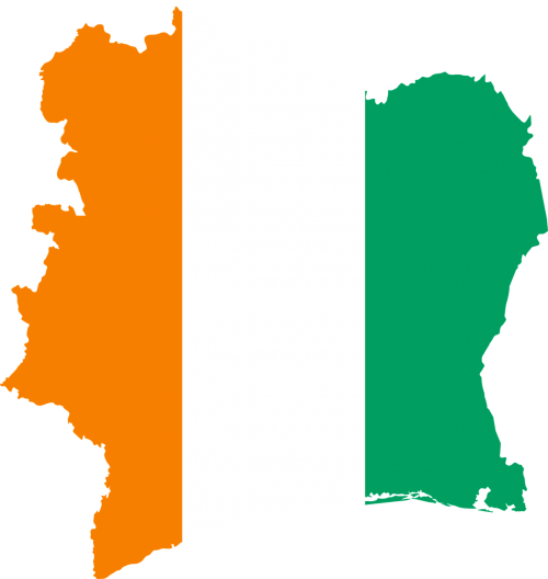 côte d'ivoire flag map