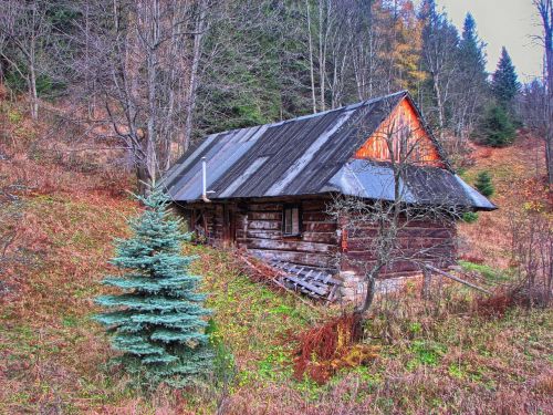 cottage hut mountains