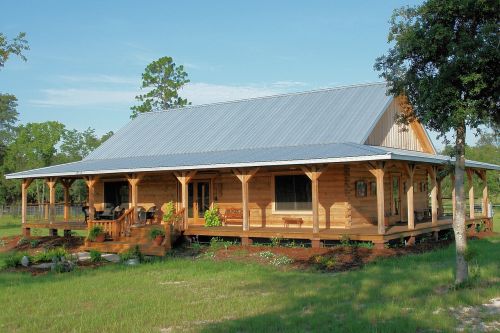 country log home tin roof