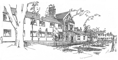country house line illustration rural