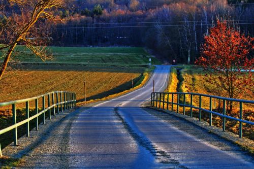 country road landscape bridge