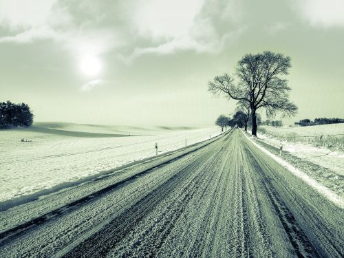 country road winter snow