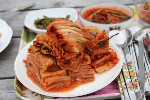 countryside dining table kimchi food