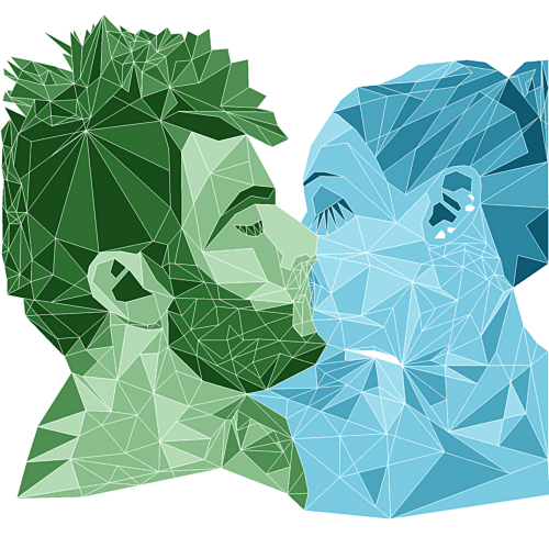 couple kiss lowpoly