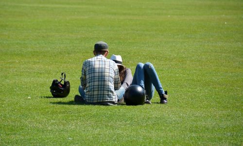 couple field leisure