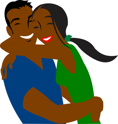 couple happy hugging
