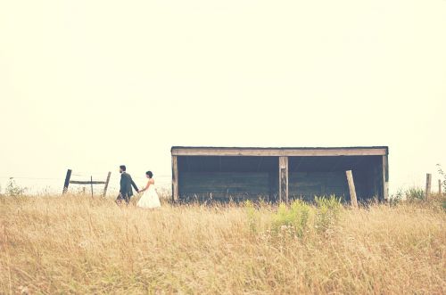 couple wedding dressed