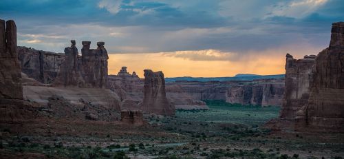 courthouse towers arches national park sunset