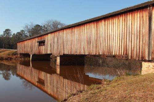 covered bridge reflection