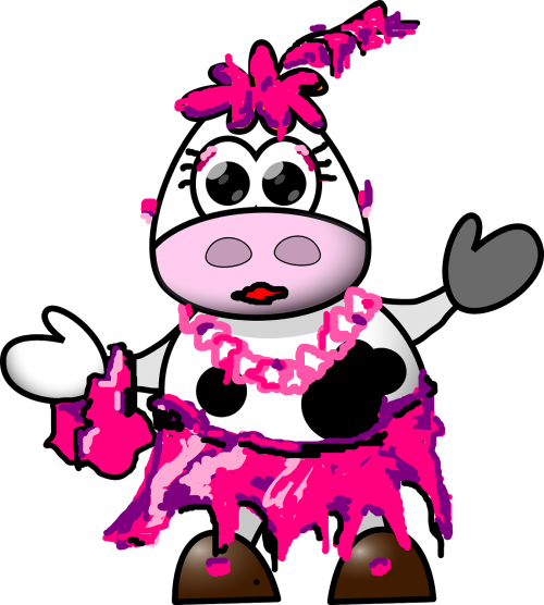 cow dressed pink