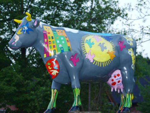 cow sculpture painted