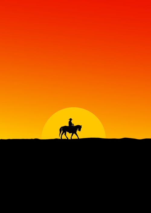 cowboys sunset horse