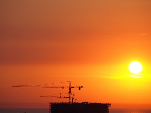 crane site sunset