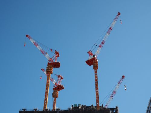 crane construction blue sky