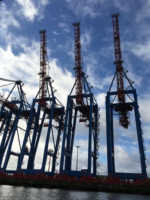 cranes container port hamburg