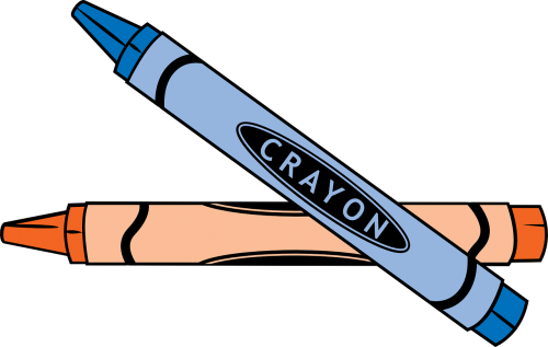 crayons blue orange