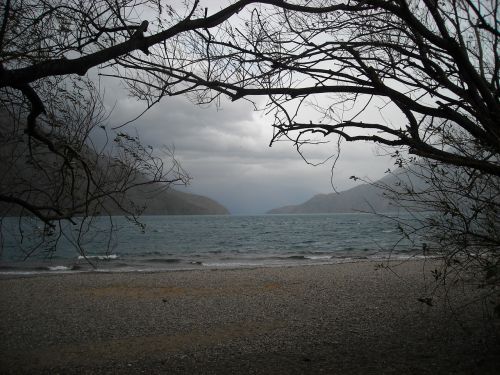 creepy landscape cloudy lake