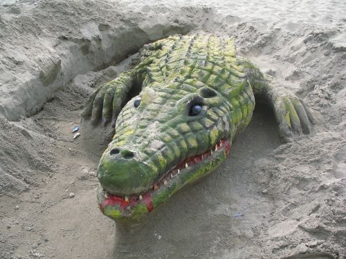 crocodile sand sculpture