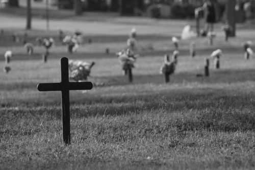 cross grave flowers