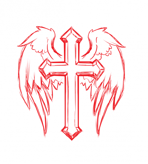 cross wings tattoo