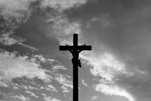 cross jesus christ photo black white