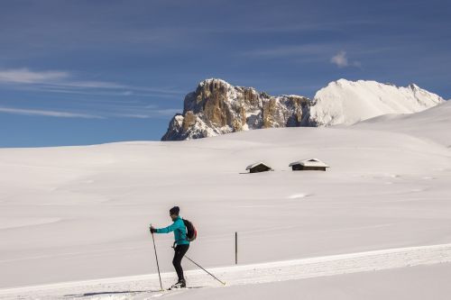 cross country skiing seiser alm snow