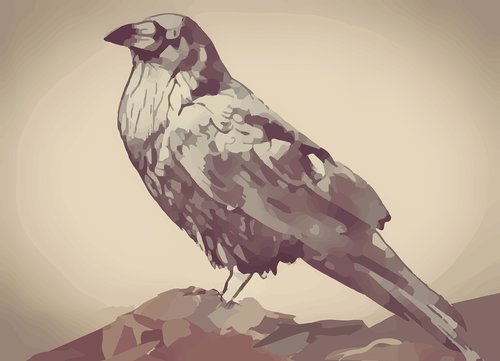 crow  vintage  painting