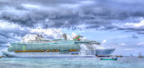 cruise ship sea clouds caribbean