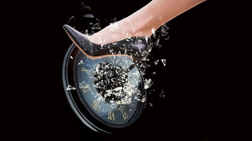 crush  broken glass  clock