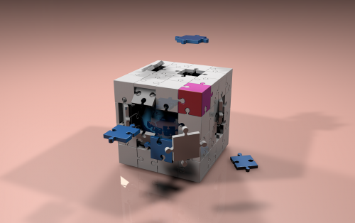 cube parts geometric figure