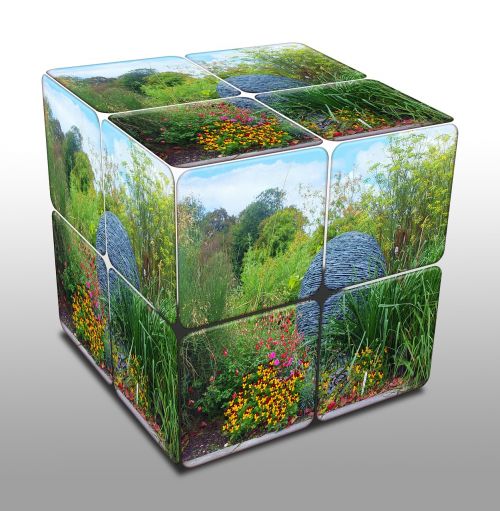 cube flowers slate