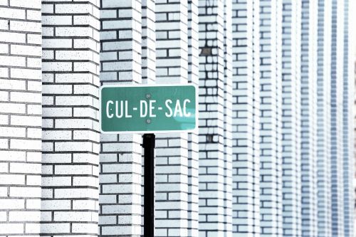 cul-de-sac street sign white
