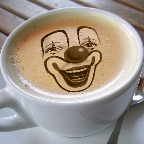 cup coffee clown