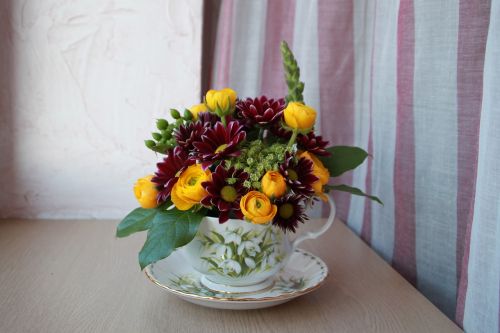 cup flower cup saucer