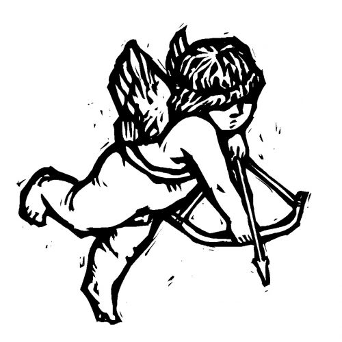 cupid drawing parchment