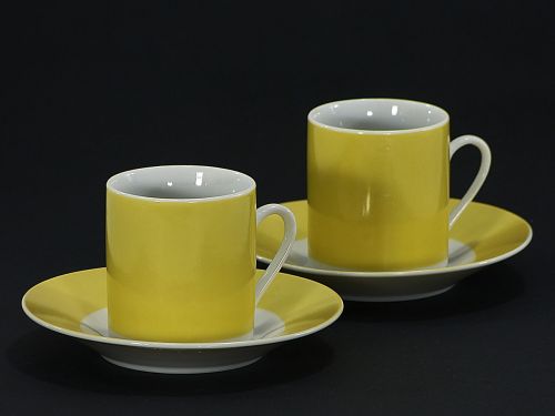 cups yellow coffee