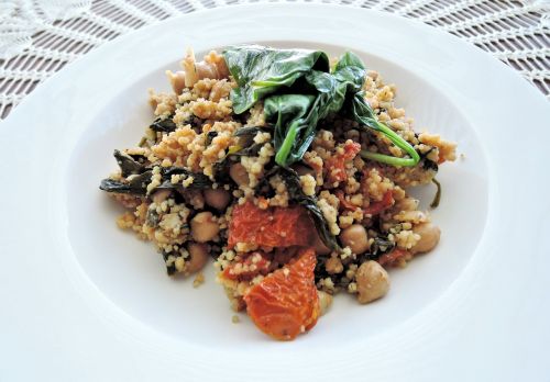 curried couscous spinach chick peas