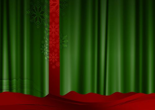 curtain green red