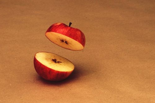 cut apple red